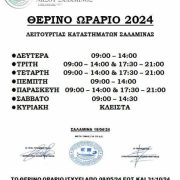 Θερινό ωράριο 2024 Λειτουργίας Καταστημάτων Σαλαμίνας