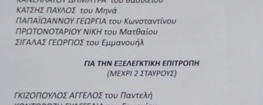 Υποψηφιότητες για τις Αρχαιρεσίες της Ένωσης Τριτέκνων Σαλαμίνας