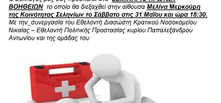 Σελήνια: ΣΕΜΙΝΑΡΙΟ ΠΡΩΤΩΝ ΒΟΗΘΕΙΩΝ