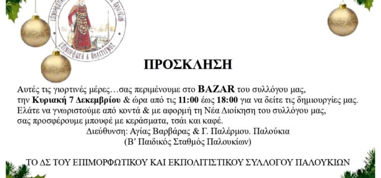 Επιμορφωτικός & Εκπολιτιστικός Σύλλογος Παλουκίων. Χριστουγεννιάτικο BAZAAR